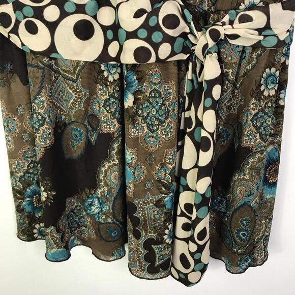 Cdw Top Womens 1X Babydoll Y2K Empire Waist Mixed Media Fairy Grunge Dark Colors - Picture 5 of 7